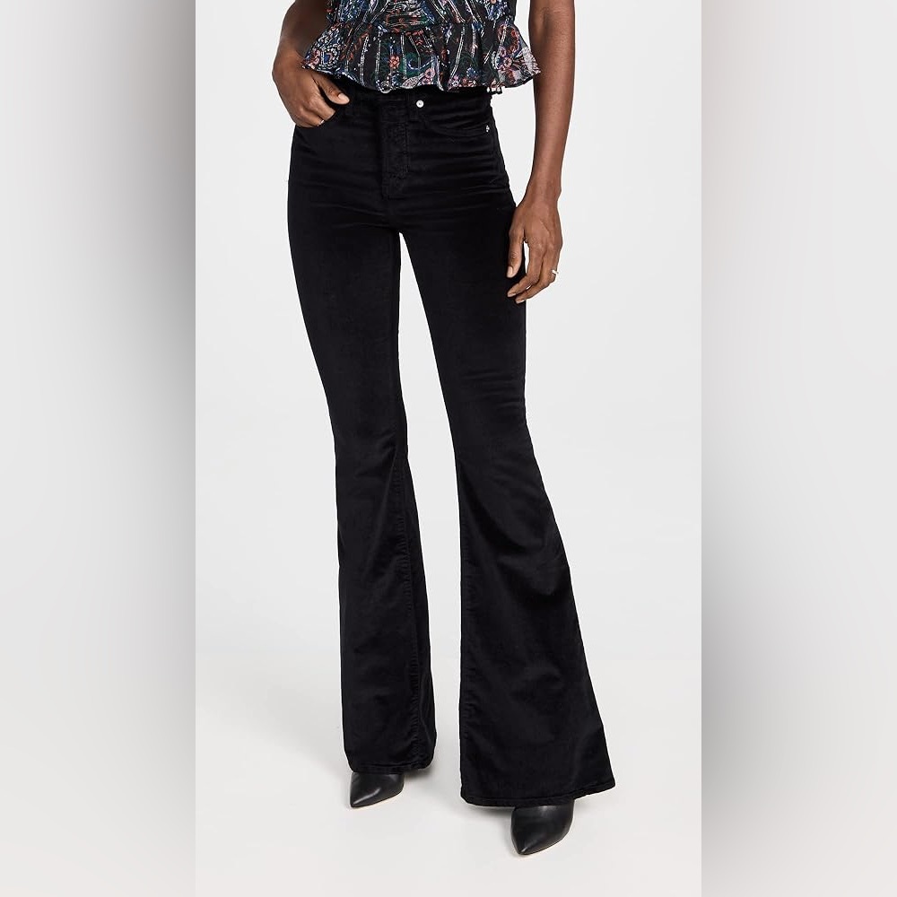 Veronica Beard Sheridan Black Velvet Flared Pants